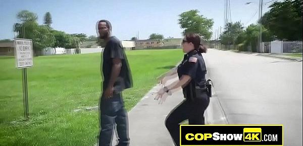 Bouncy tits MILFs are having rough sex with a horny black criminal in public.